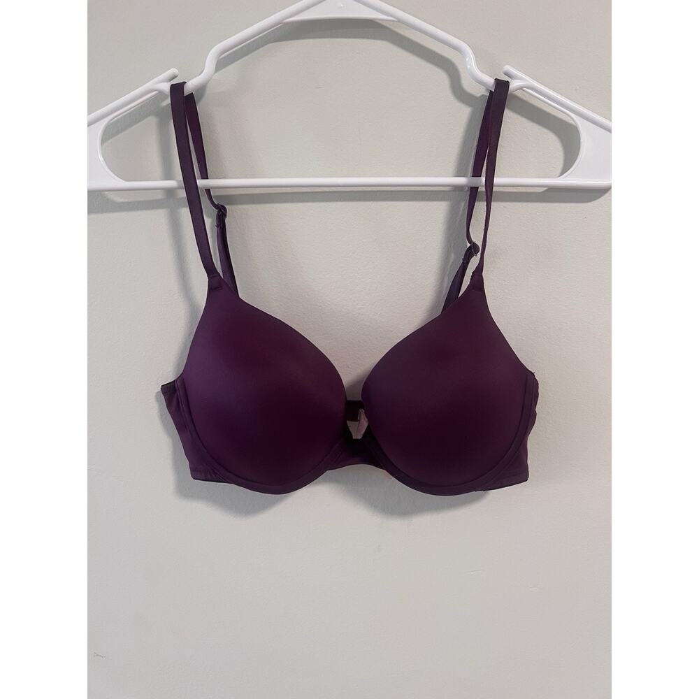 PINK Victoria’s Secret Bra 34B Push Up Underwire T Shirt Smooth Plum Burgundy